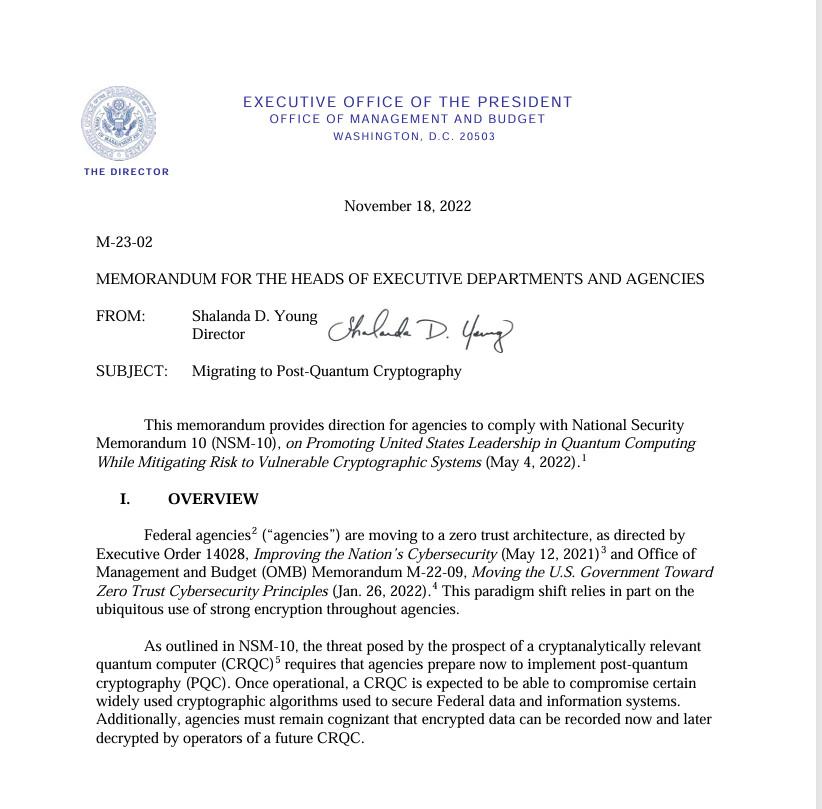 Presidential Mandate for PQC Implementation